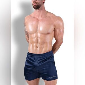 JJMALIBU SHIMMERFLEX ACTIVE SHORTS - NAVY small NWT in packaging